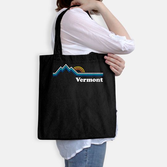 Retro Vermont Vintage Sunrise Mountains Tote Bag