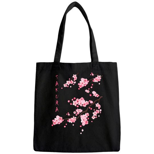 Vintage Sakura Cherry Blossom Japanese Graphical Art Tote Bag