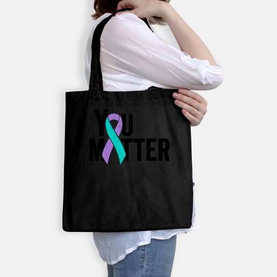 You Matter - Suicide Prevention Teal Purple Awareness Ribbon Tote Bag