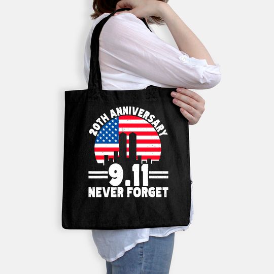 Never Forget 9 11 20th Anniversary Retro Patriot Day 2021 Tote Bag