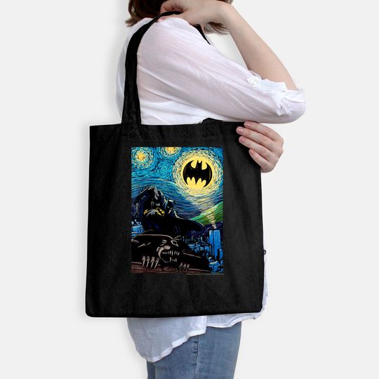 DC Comics Batman Starry Night Style Painting Tote Bag