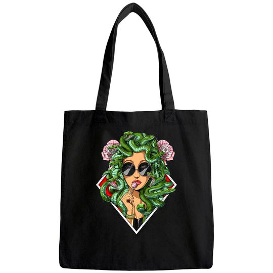 The Medusa Hippie Psychedelic Snakes Greek Mythology Women Tote Bag