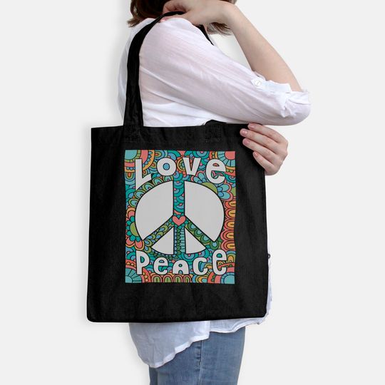 Peace Tote Bag 60s 70s Tie Die Hippie Costume Tote Bag