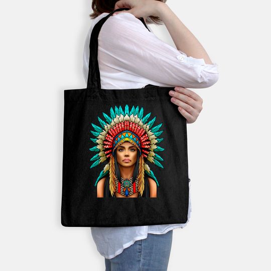 Native American Woman Indian Warrior for Women Tote Bag