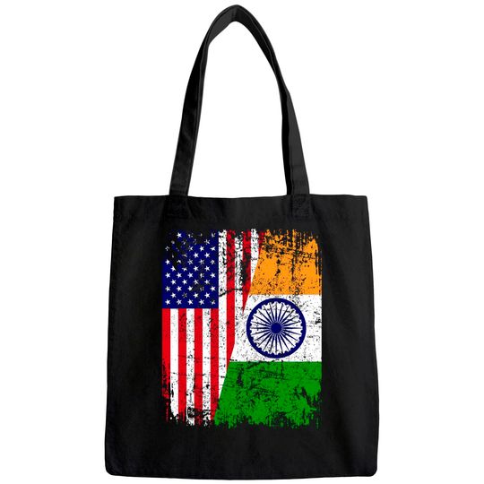 Half American Flag | USA INDIA FLAG Tote Bag