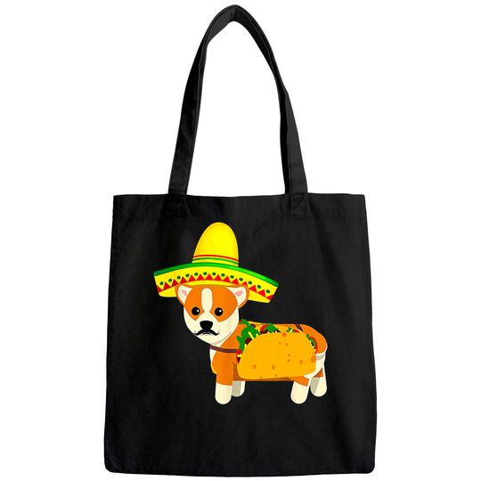 Funny Mexican Corgi Taco Cinco de Mayo Fiesta Dog Tote Bag