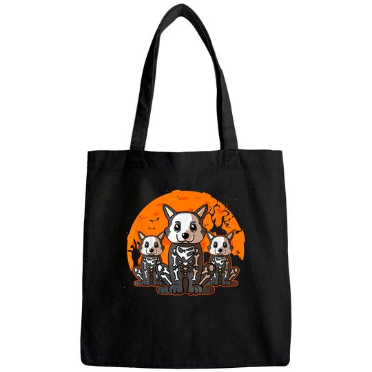 Corgi Skeleton Halloween Cute Graphic Tote Bag