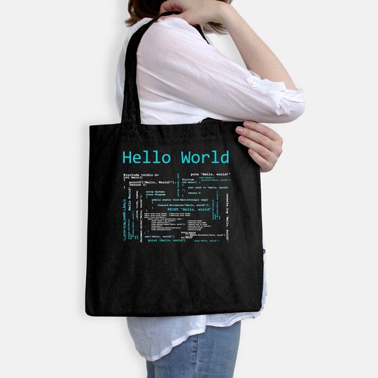 Hello World Computer Programming Languages Tote Bag