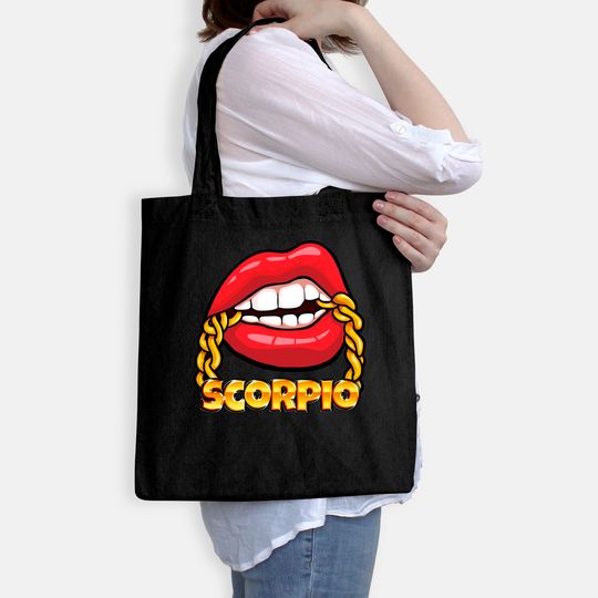 Juicy Lips Gold Chain Scorpio Zodiac Sign Tote Bag