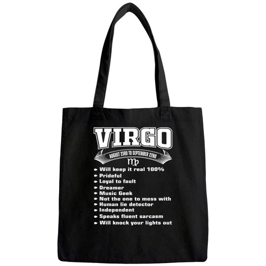 Virgo Facts Zodiac Sign Horoscope Tote Bag