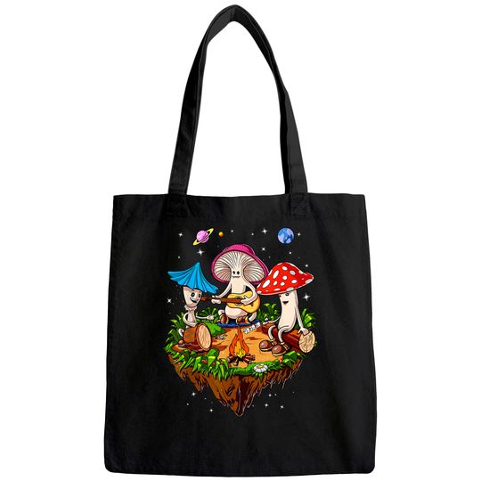 Mushrooms Camping Psychedelic Forest Fungi Festival Tote Bag