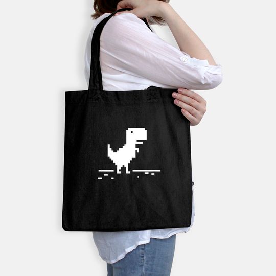 T-Rex Geek Dinosaur Pixel Art No Internet Connection Tote Bag