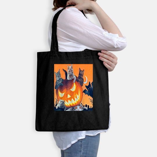 Mens Cat Halloween Tote Bag