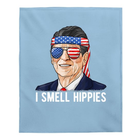 Reagan Ronald Baby Blanket Conservative President I Smell Hippies Baby Blanket