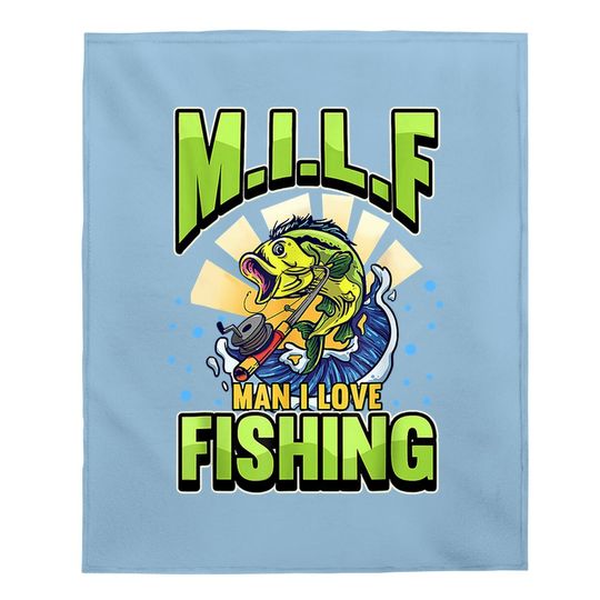 Funny Fishing Milf-man I Love Fishing Addict Retro Baby Blanket