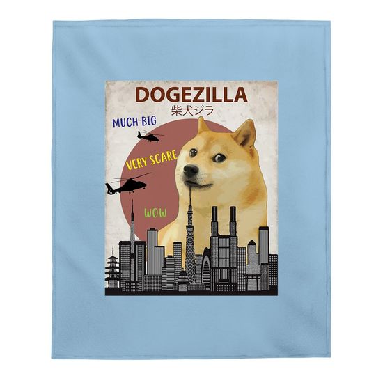Dogezilla Funny Meme Shiba Inu Dog Baby Blanket