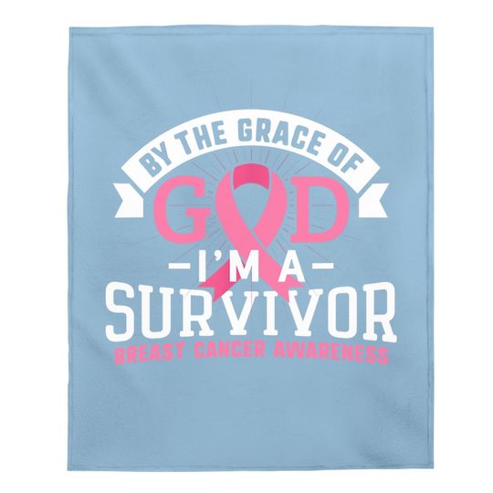 Breast Cancer Survivor Support Pink Ribbon Grace God Baby Blanket