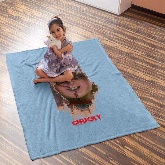 Child's Play Broken Door Here's Chucky Poster Baby Blanket