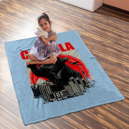 Catzilla Cat Lover Kitten Kitty Baby Blanket