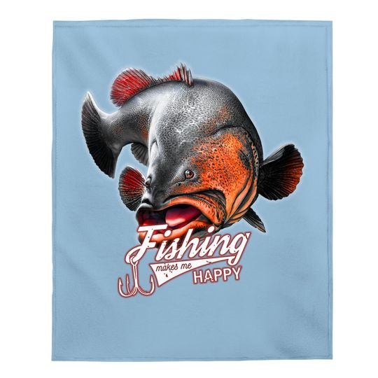 Fishing Make Me Happy Catfish Red Baby Blanket