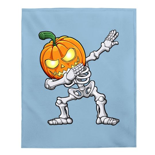 Halloween Boys Dabbing Skeleton Scary Pumpkin Jack O Lantern Baby Blanket