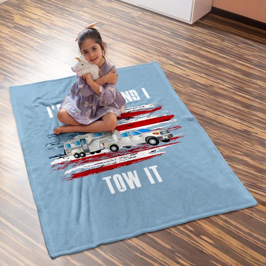 Camping Rv I'm Sexy And I Tow It Vintage Usa Flag Baby Blanket