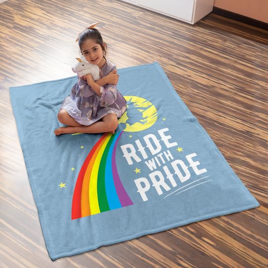 Ride With Pride Lgbt Gay Lesbian Witch Halloween Baby Blanket
