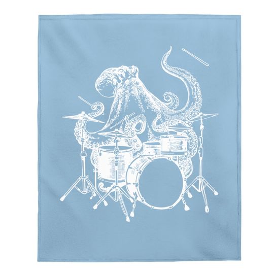 Drummer Octopus Playing Drums Baby Blanket