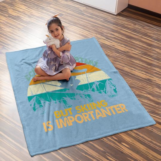 School Is Important But Skiing Is Importanter Vintage Retro Baby Blanket