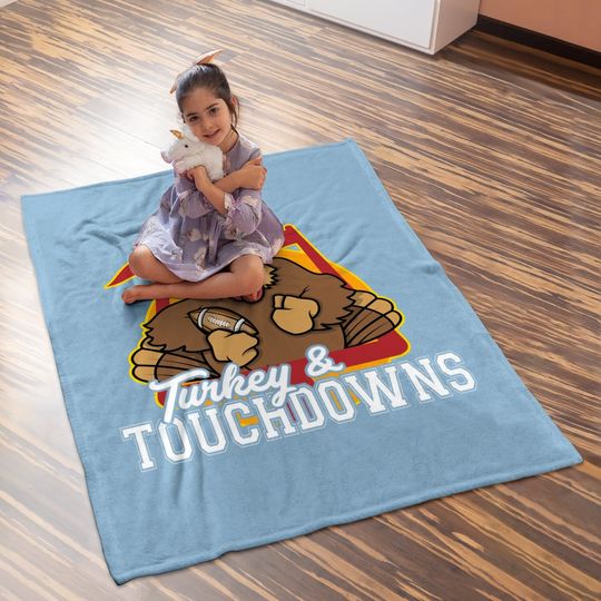 Turkey And Touchdowns Thanksgiving Football Baby Blanket
