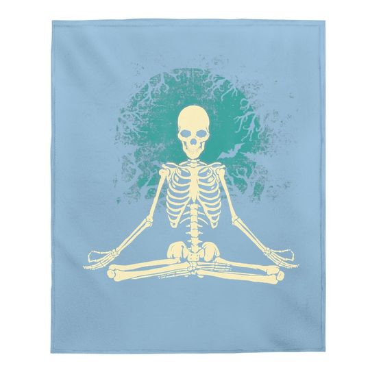 Meditating Skeleton Yoga Halloween Moon Costume Baby Blanket