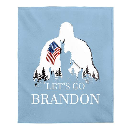 Let's Go Brandon Us Flag Bigfoot Baby Blanket