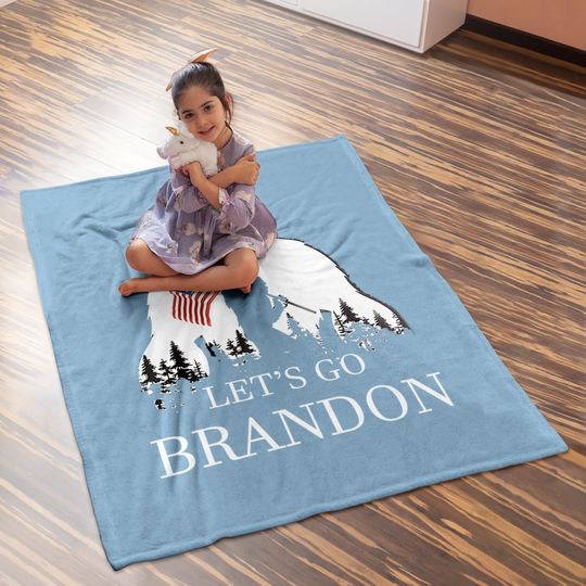 Let's Go Brandon Us Flag Bigfoot Baby Blanket