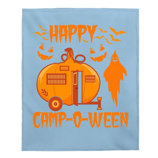 Happy Camp-o-ween Funny Camping Halloween Pumpkin Boo Gift Baby Blanket
