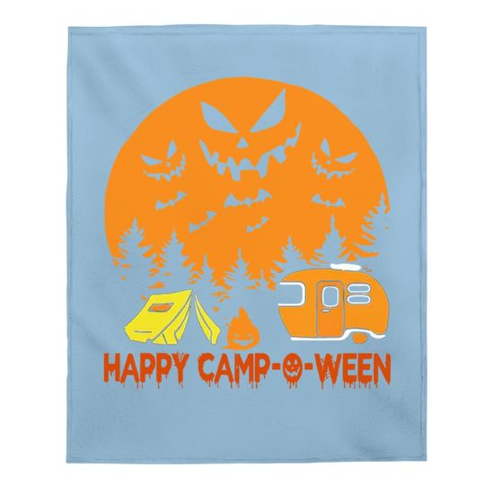 Happy Camp-o-ween Halloween Camping Camper Baby Blanket