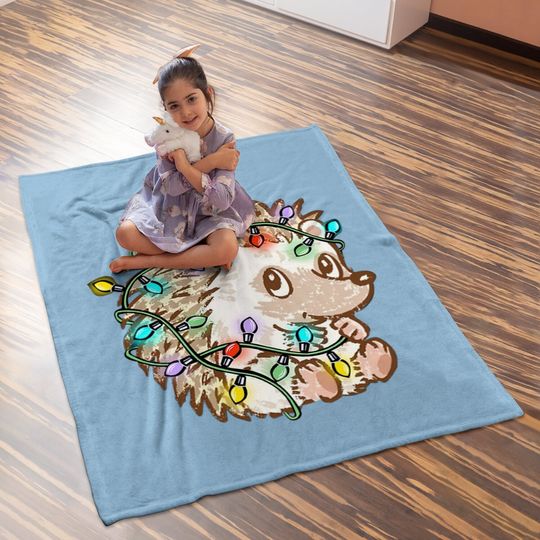 Hedgehog Christmas Colors Baby Blanket