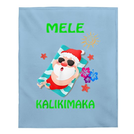 Beach Santa Mele Kalikimaka Hawaiian Christmas Baby Blanket