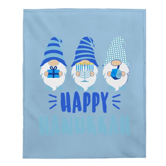 Tu Happy Hanukkah 2021 Gnome Menorah Dreidel Costume Baby Blanket