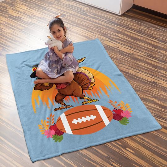 Thanksgiving Football Lover Dabbing Turkey Baby Blanket
