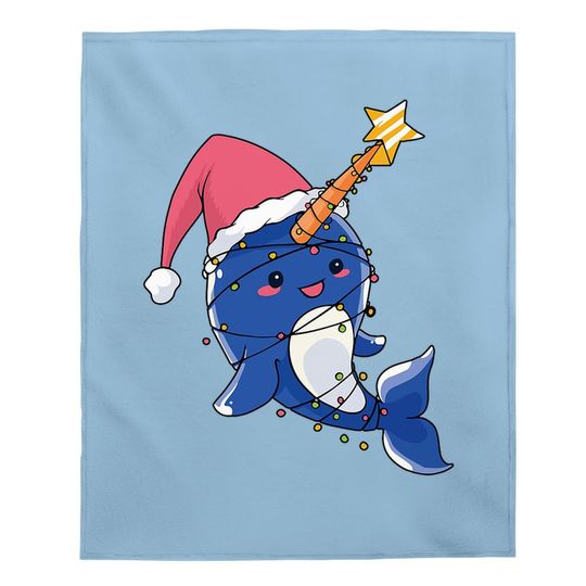 Narwhal Christmas Baby Blanket