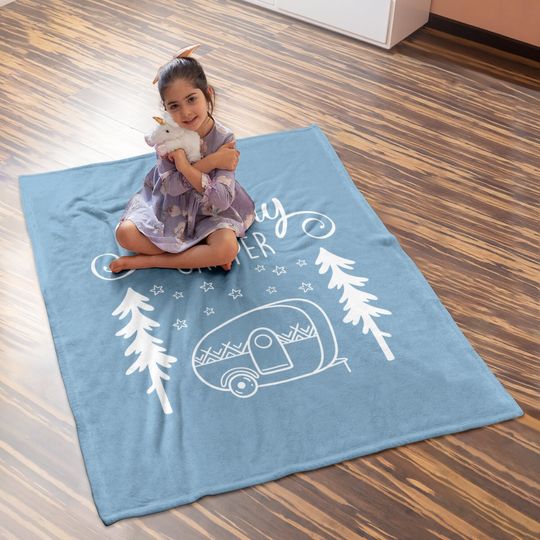 Red Holiday Camper Christmas Baby Blanket