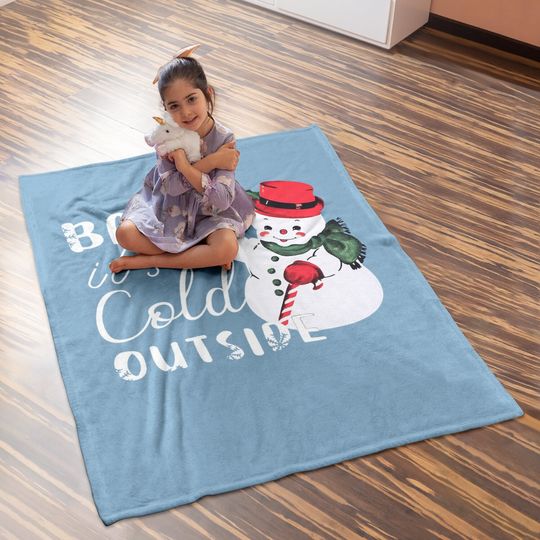 Baby It's Cold Outside Christmas Plaid Splicing Snowman Baby Blankets