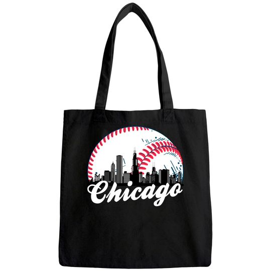 Chicago Baseball Skyline Tote Bag