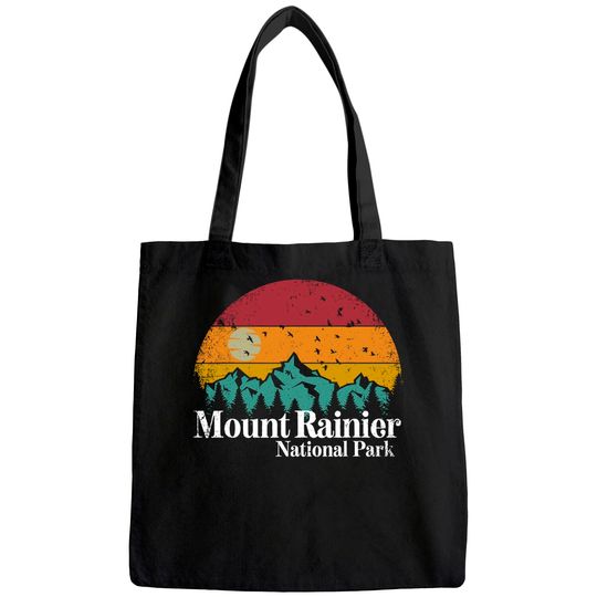 Mount Rainier National Park Retro Style Hiking Vintage Tote Bag