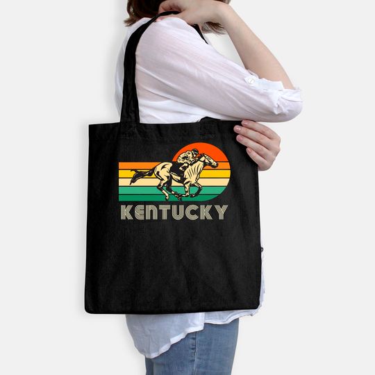 Kentucky Vintage Retro Sunset Horse Racing Derby Tote Bag