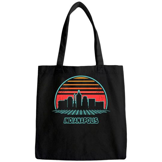 Indianapolis City Skyline Retro 80s Style Souvenir Gift Tote Bag
