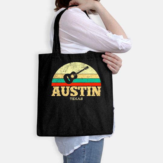 Retro Austin Texas Guitar Tote Bag