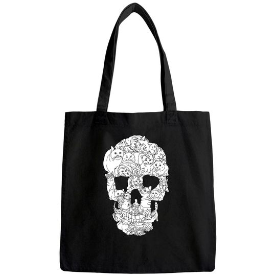 Cat Skull Halloween Tote Bag