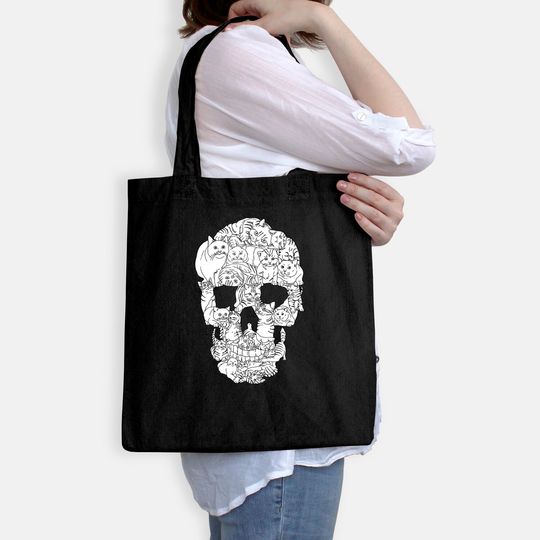 Cat Skull Halloween Tote Bag