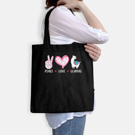 Peace Love Llamas Tote Bag